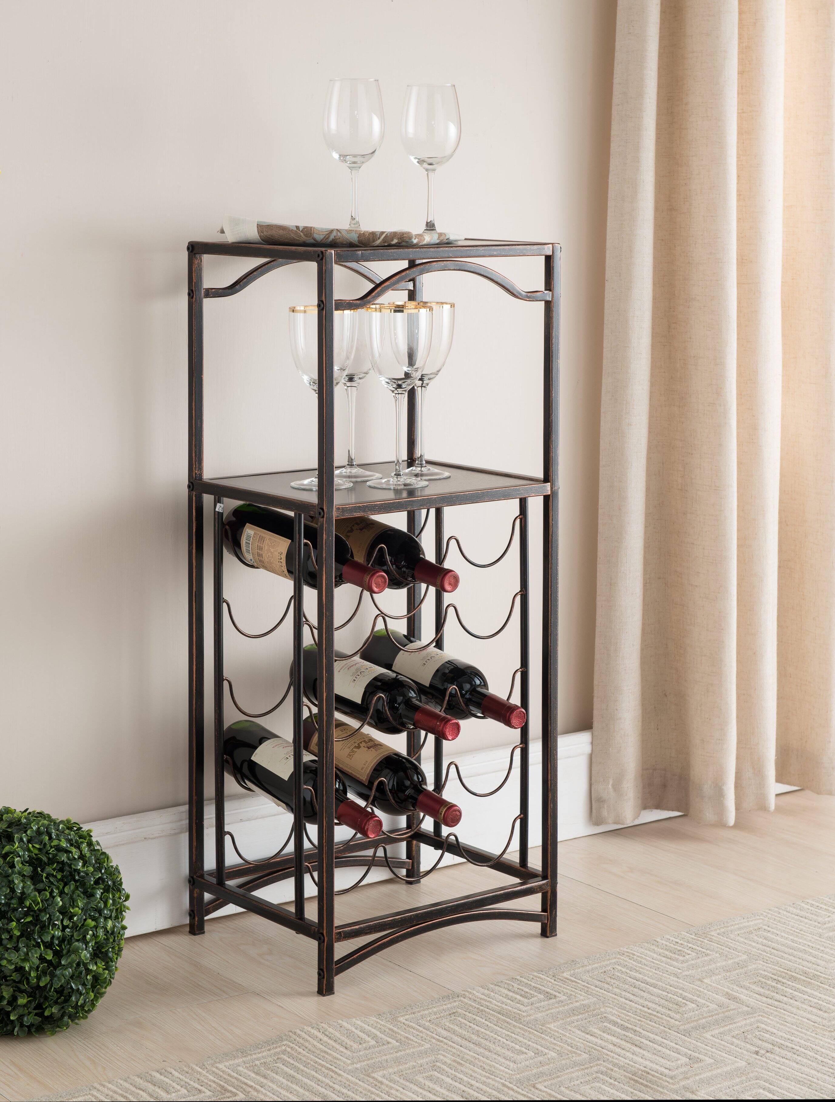 Kings Brand Furniture - Metal 15 Bottle Wine Rack Storage Organizer, Brushed Copper - Rust/Copper