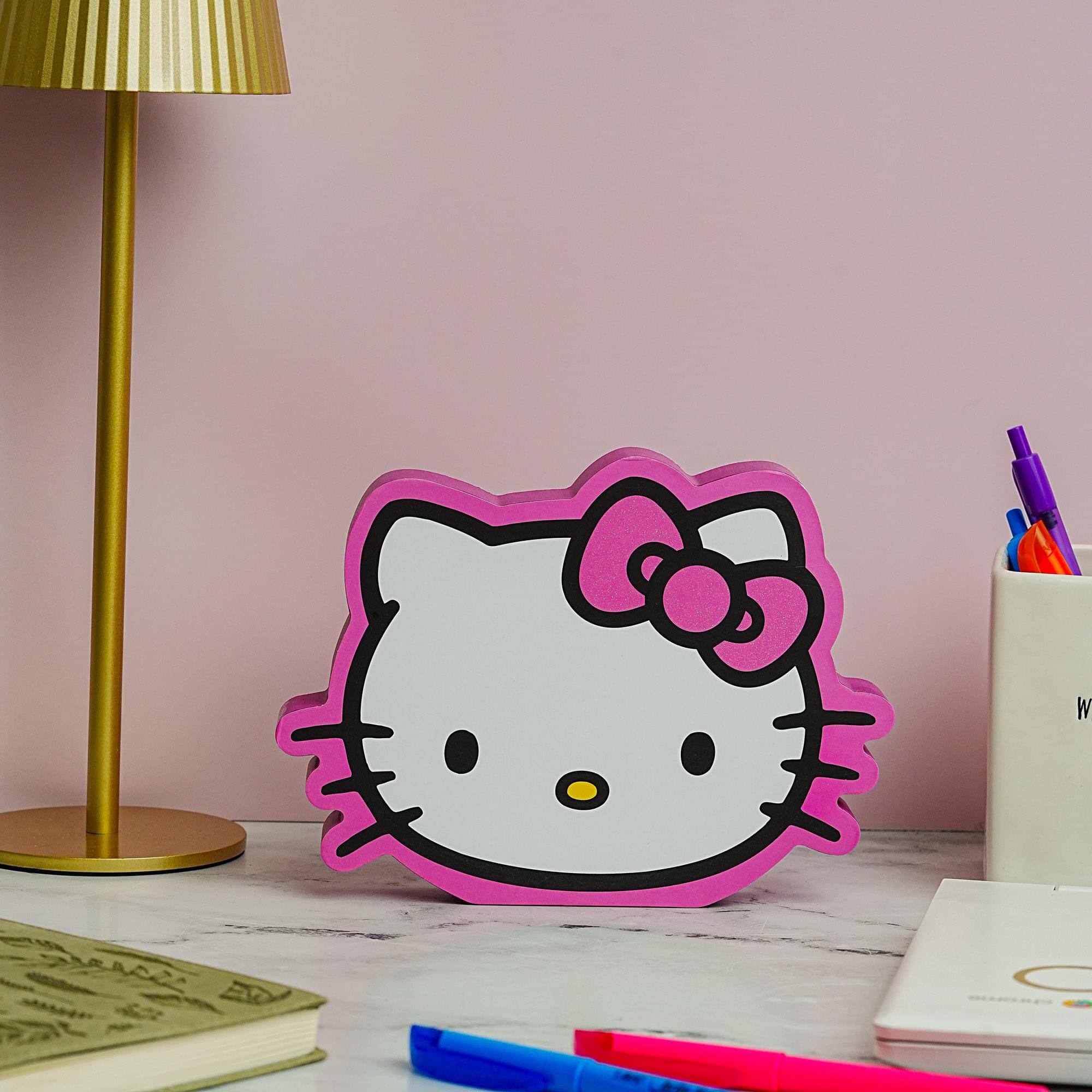Alt View 10. Silver Buffalo - Sanrio Hello Kitty Glitter Bow Die-Cut Wooden Wall Art | 6 x 8 Inches - White.