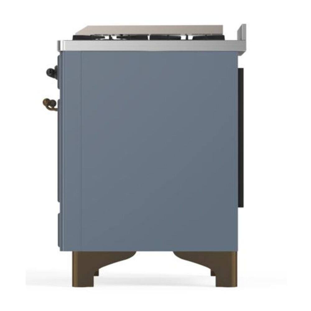 Alt View 6. ILVE - ILVE Majestic II 40 inch Dual Fuel Range with 6 Burners + Griddle (Liquid Propane, Blue Grey, Burnished Trim) - Blue Grey.