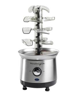Nostalgia - 2-lb. Cascading Fondue Fountain - Chocolate, BBQ Sauce, Ranch, Nacho Cheese, Buffalo Sauce - Stainless Steel