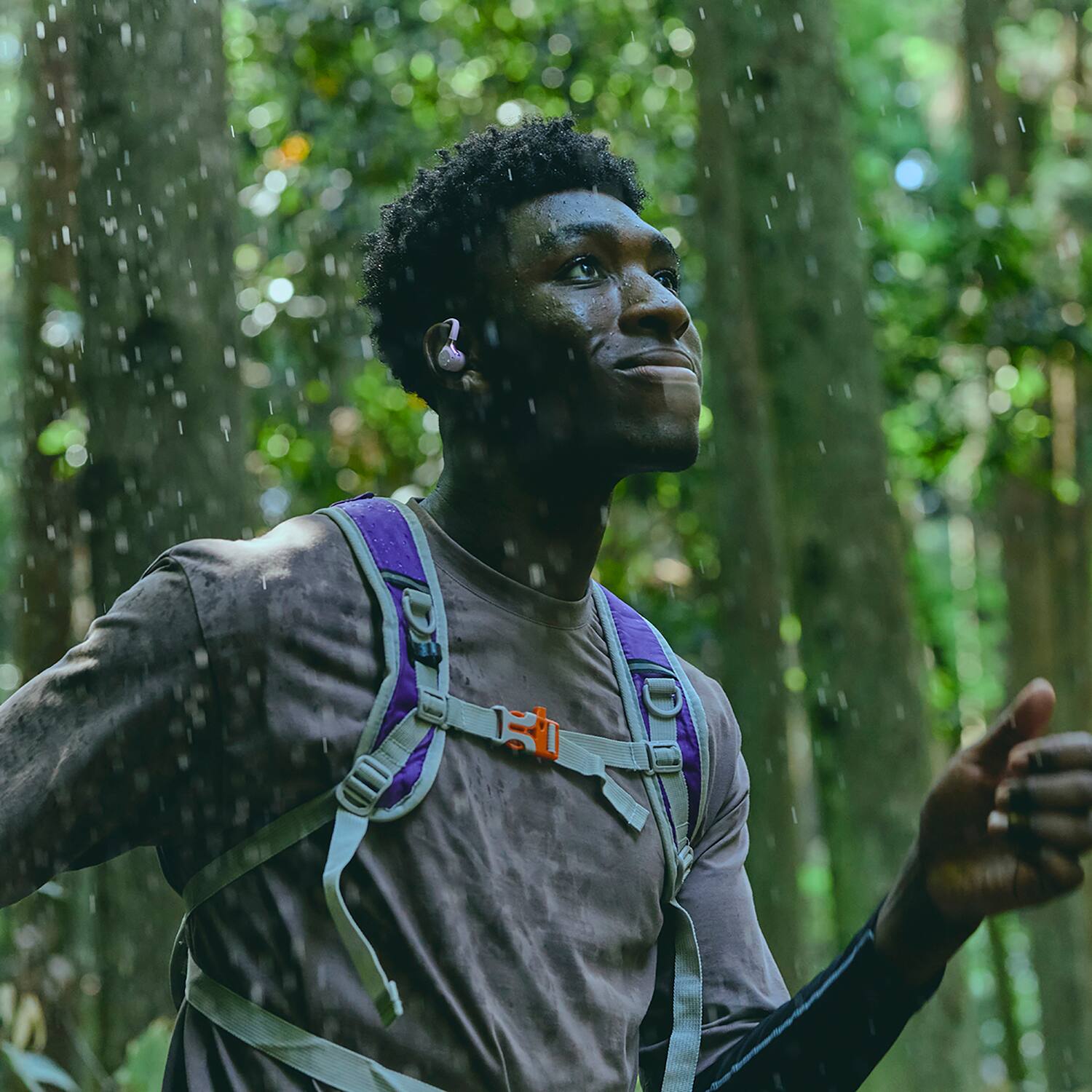 Left. JVC - Jvc Sport Fitness Series Hook-style Bluetooth Earbuds With Microphone, Active Noise Canceling, True Wireless - Purple.