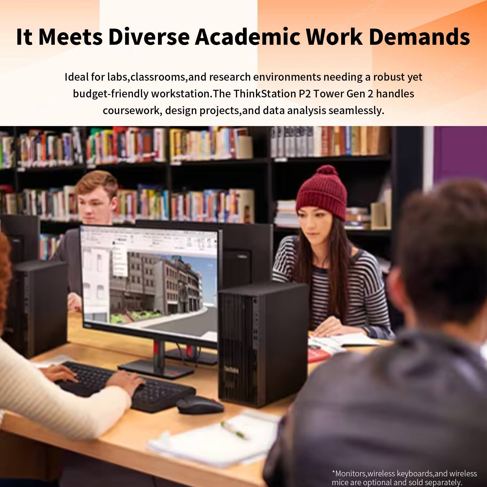 It Meets Diverse Academic Work Demands

Ideal for labs, classrooms, and research environments needing a robust yet budget-friendly workstation. The ThinkStation P2 Tower Gen 2 handles coursework, design projects, and data analysis seamlessly.

*Monitors, wireless keyboards, and wireless mice are optional and sold separately.