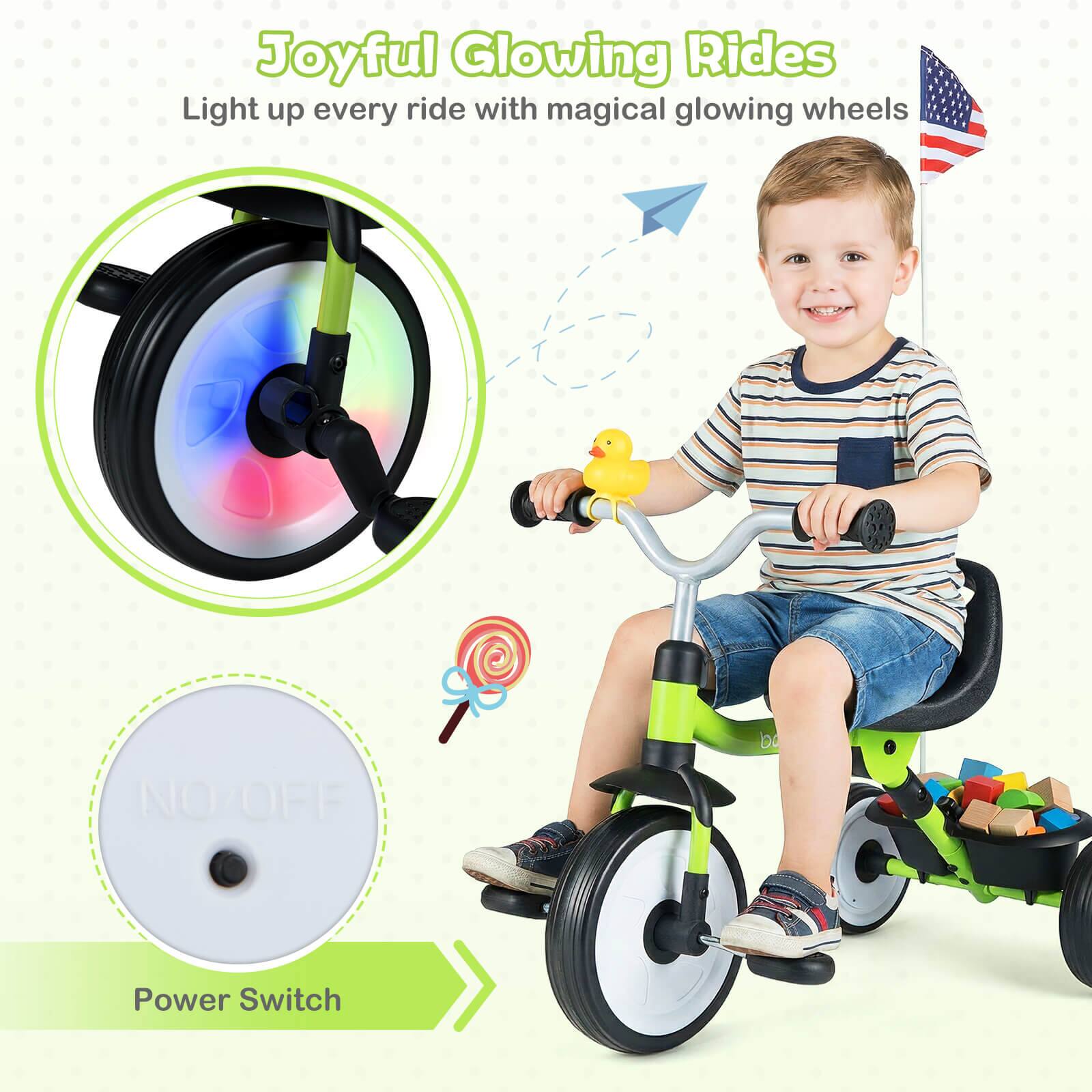 Joyful Glowing Rides  
Light up every ride with magical glowing wheels  

NO/OFF  
Power Switch