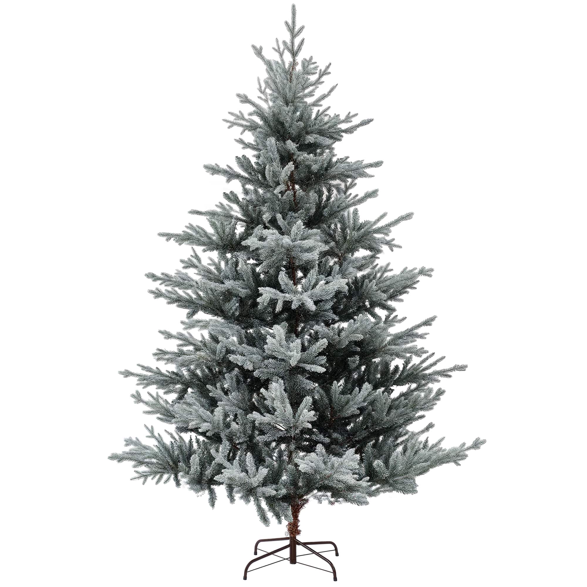 Homcom - 7.5ft Nordic Pine Snow Flocked Artificial Christmas Tree, 1218 Tips Metal Stand - Green