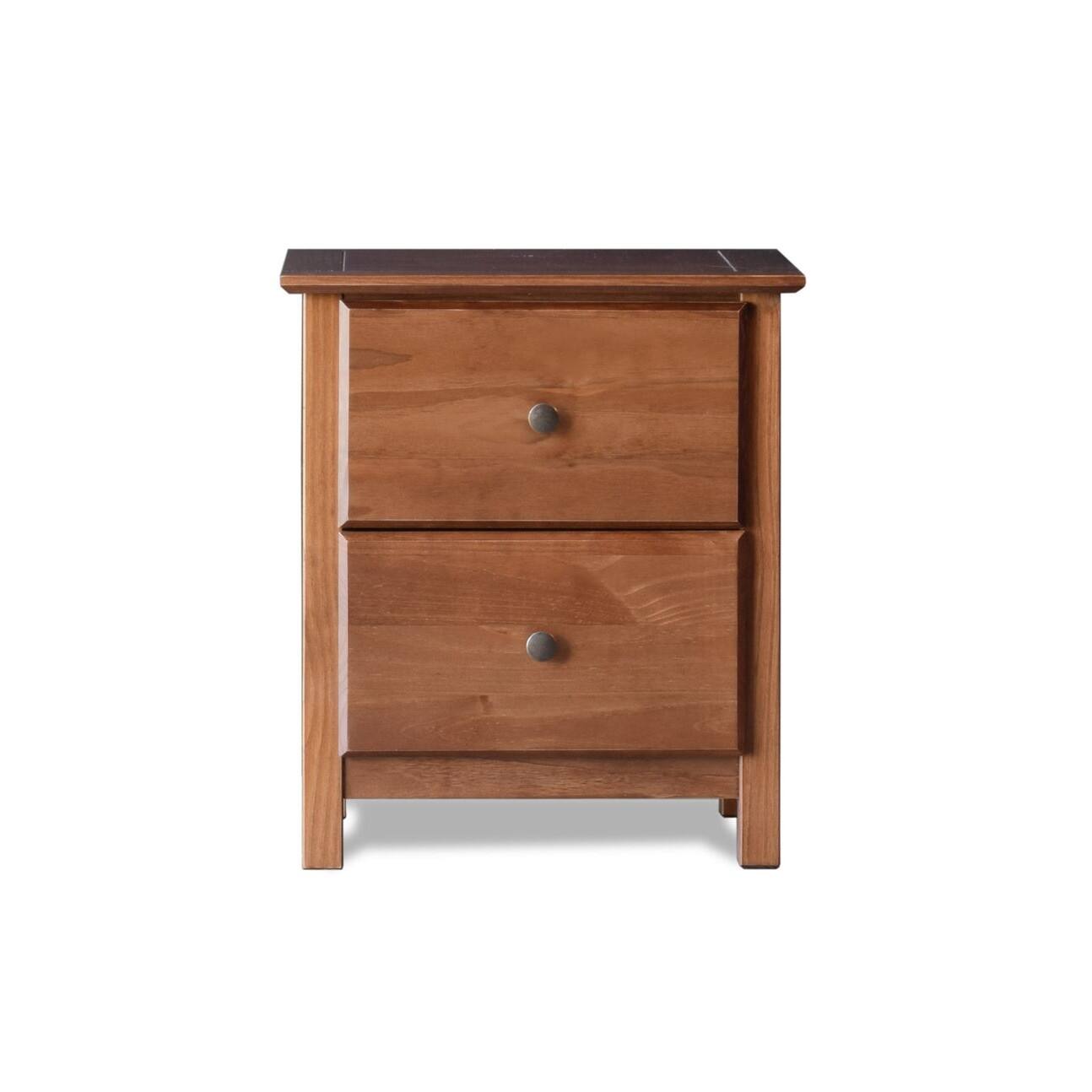 Angle. Hivvago - Hivvago Farmhouse Solid Pine Wood 2 Drawer Nightstand - Brown.