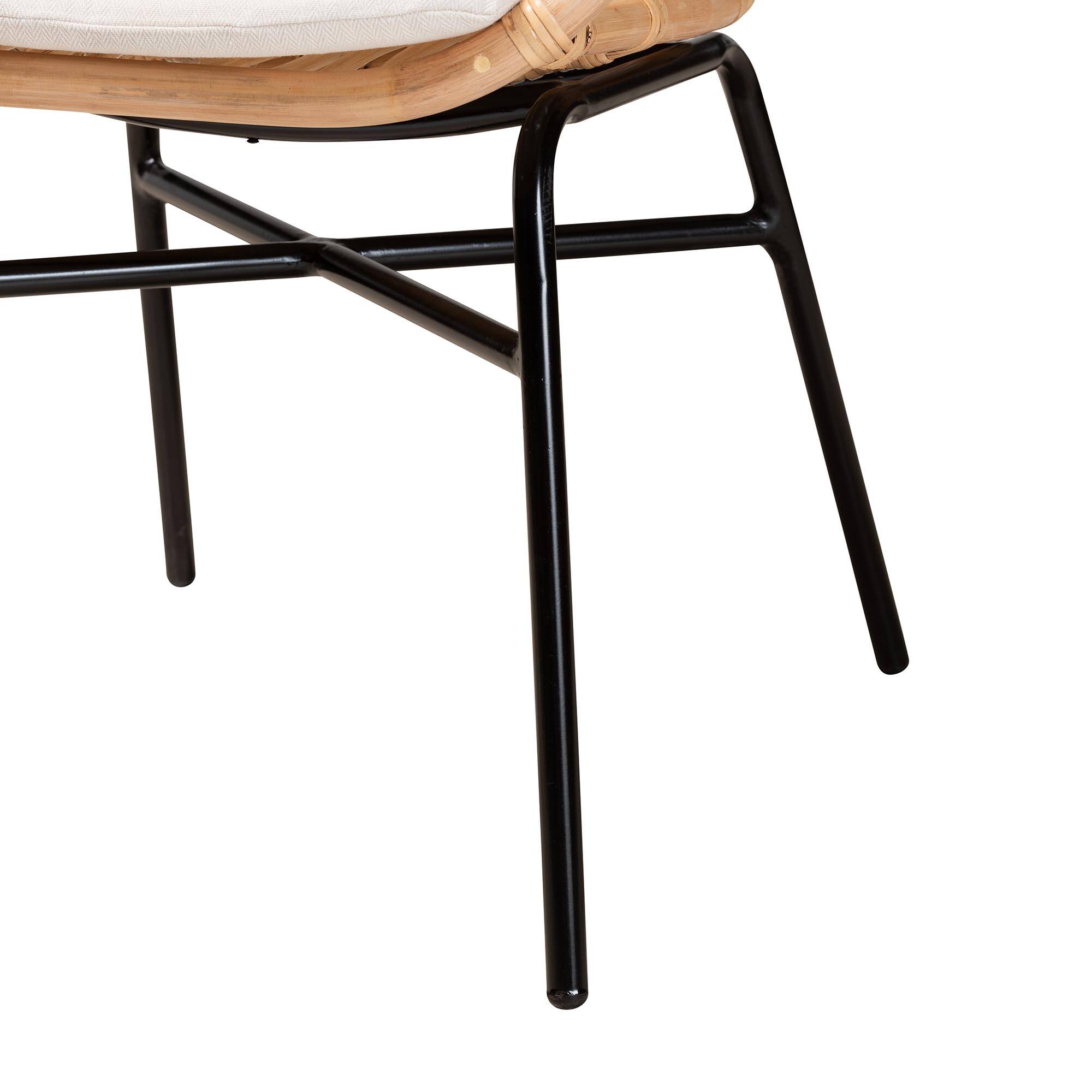 Alt View 2. bali & pari - Caelia Modern Bohemian Rattan and Metal Chair - Natural Brown/Black.