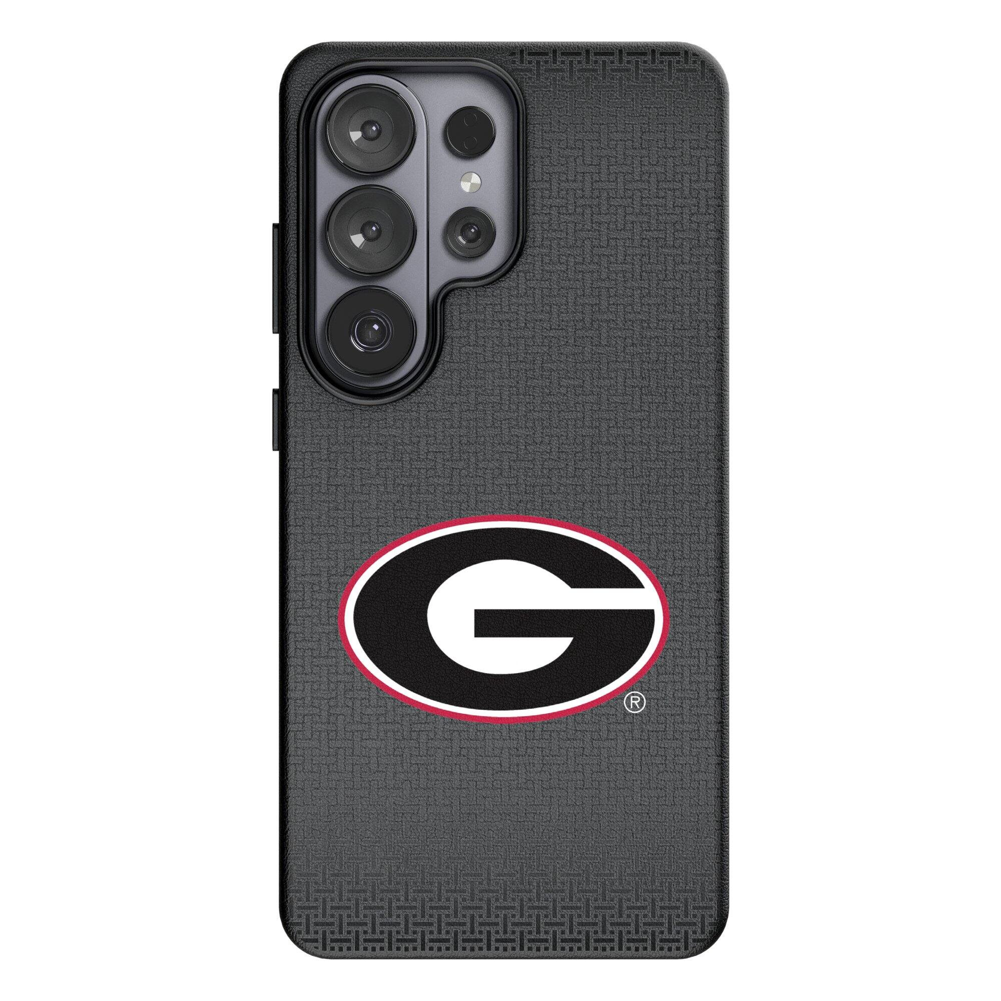 Front. Keyscaper - Georgia Bulldogs Linen Galaxy Magnetic Bump Case - S24 Ultra - Black.