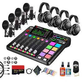 RODE - RODECaster Pro II + Headphones + Podcast Microphone + 64GB Micro SD + More (Bundle)