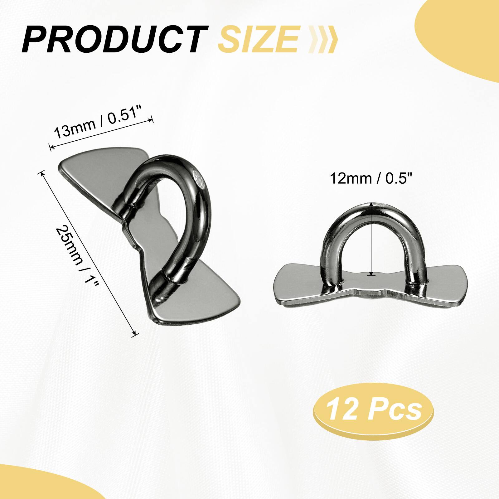 PRODUCT SIZE >> 13mm / 0.51"  
12mm / 0.5"  
25mm / 1"  
12 Pcs