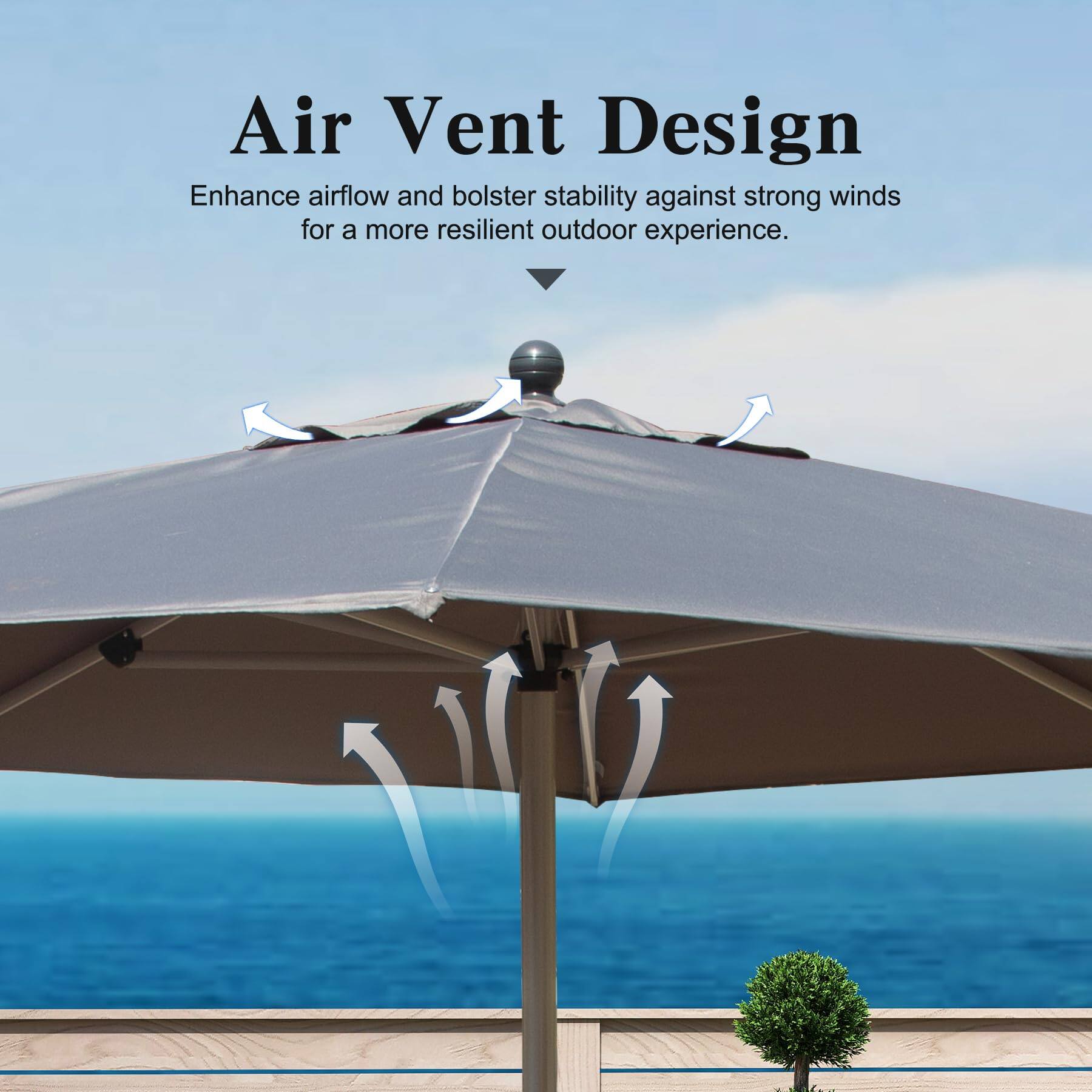 Air Vent Design

Enhance airflow and bolster stability against strong winds for a more resilient outdoor experience.