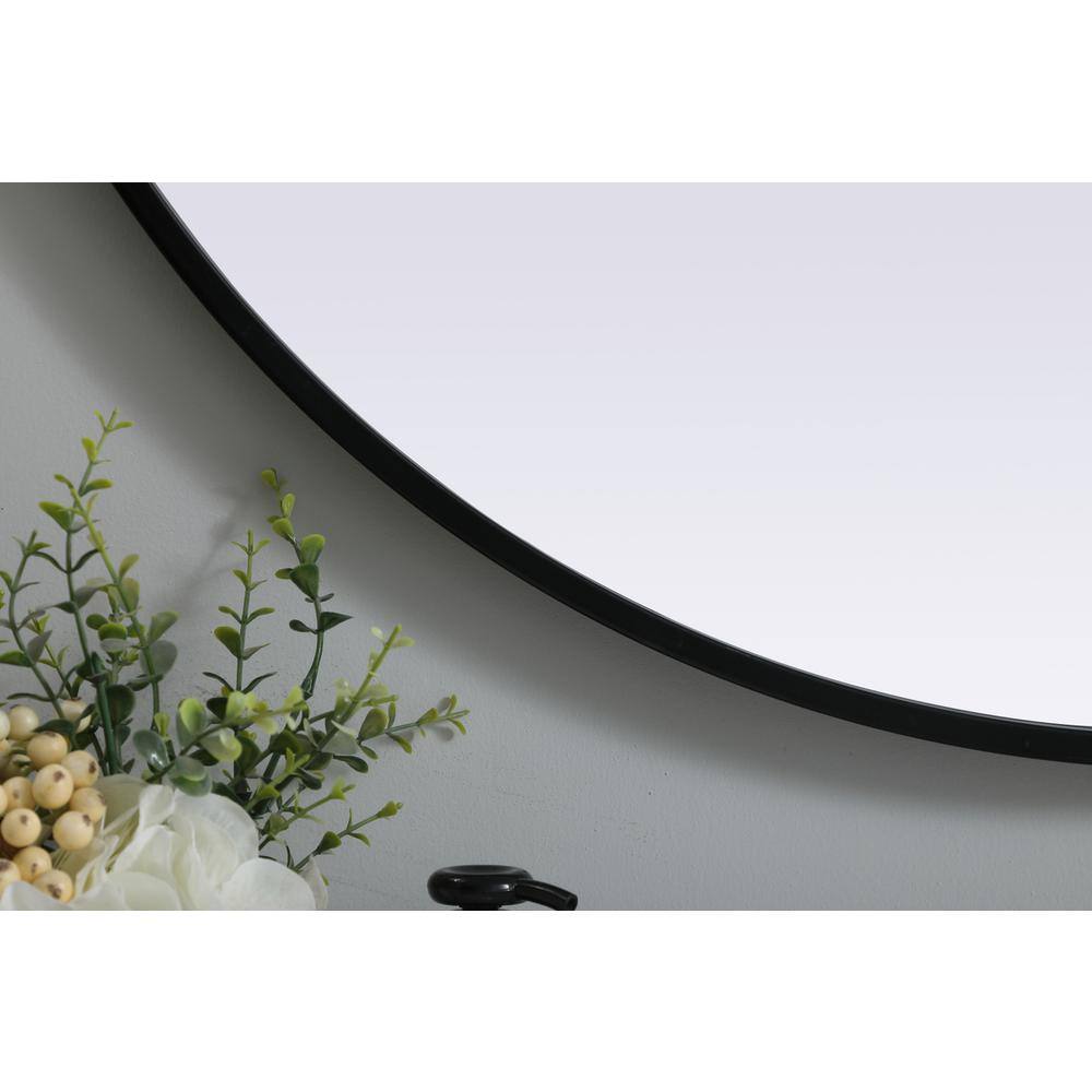 Alt View 3. Elegant Decor - Metal Frame Oval Mirror 30x36 Inch in Black - Black.
