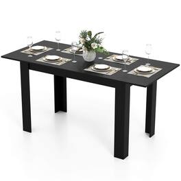 Costway - 47"-62" Extendable Dining Table for 4-8 People for Dining Room Home Office - Black