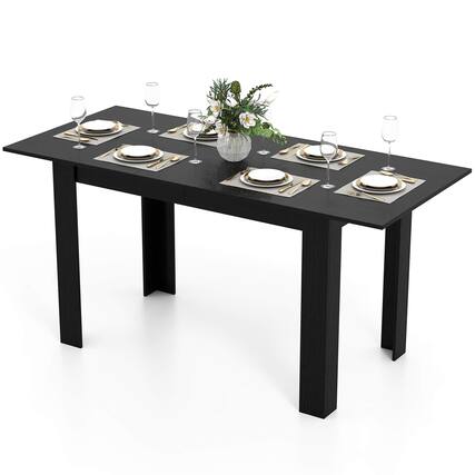 Front. Costway - Costway 47"-62" Extendable Dining Table for 4-8 People for Dining Room Home Office - Black.
