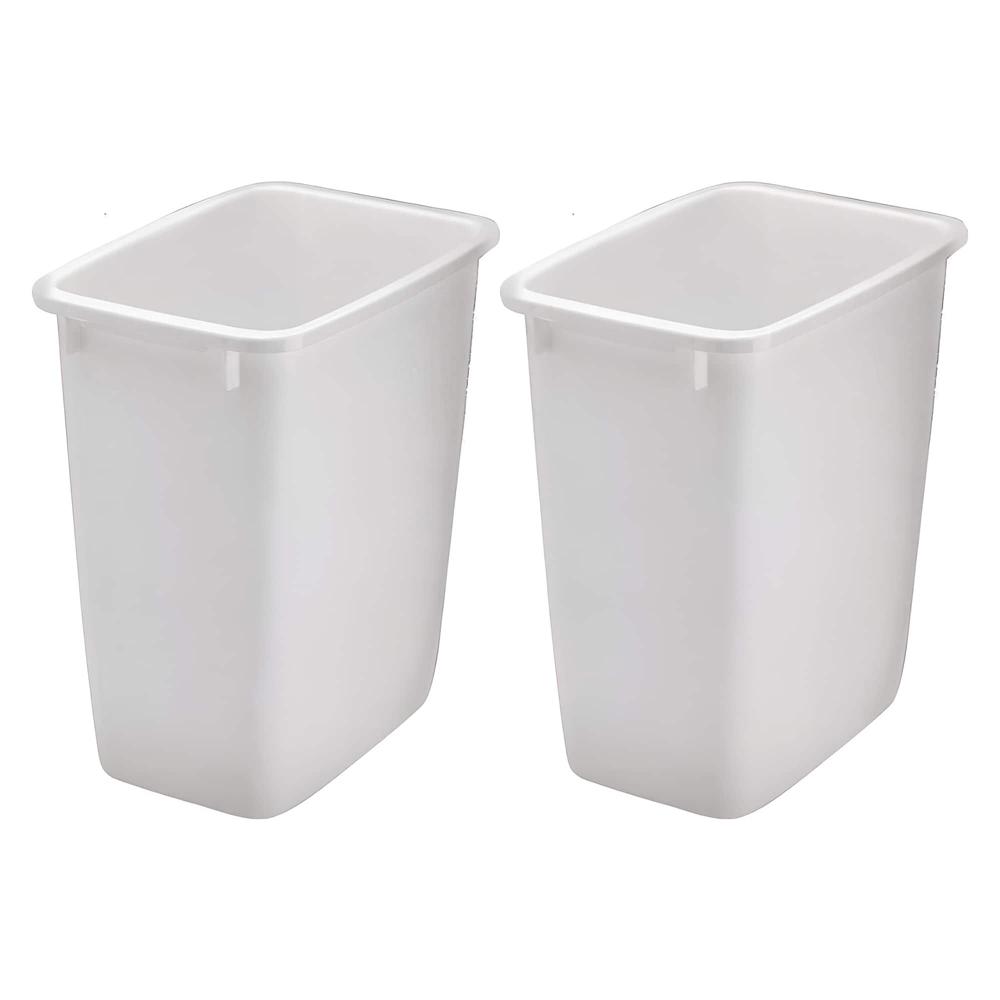 Front. RubberMaid - Rubbermaid Open Top Wastebasket Large Plastic Trash Bin Container, 36 Qt, 2 Pack - White.