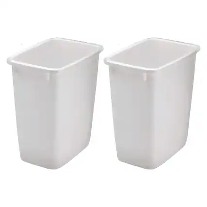 Front. RubberMaid - Rubbermaid Open Top Wastebasket Large Plastic Trash Bin Container, 36 Qt, 2 Pack - White.