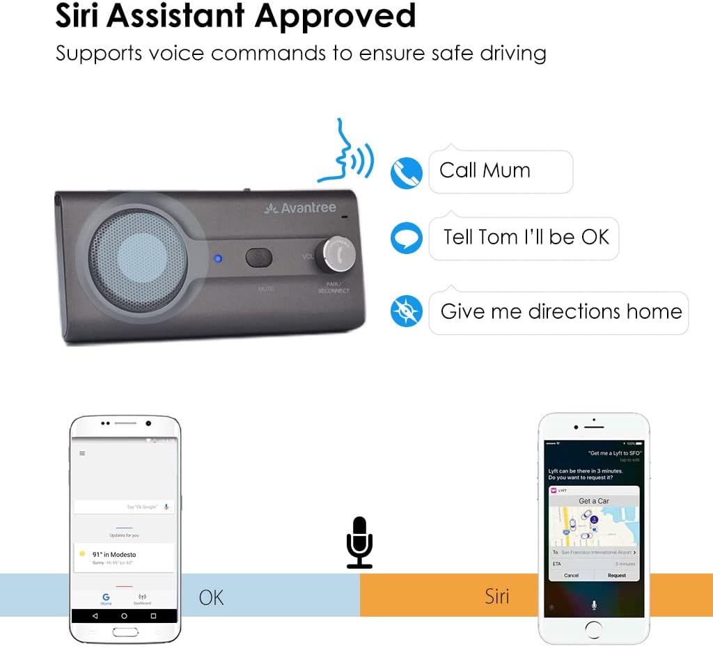 Angle. Avantree - CK11 - Hands Free Bluetooth 5.0 Car Kit, 3W Speakerphone with Visor Clip, Supports Siri Assistant - Tittamn.