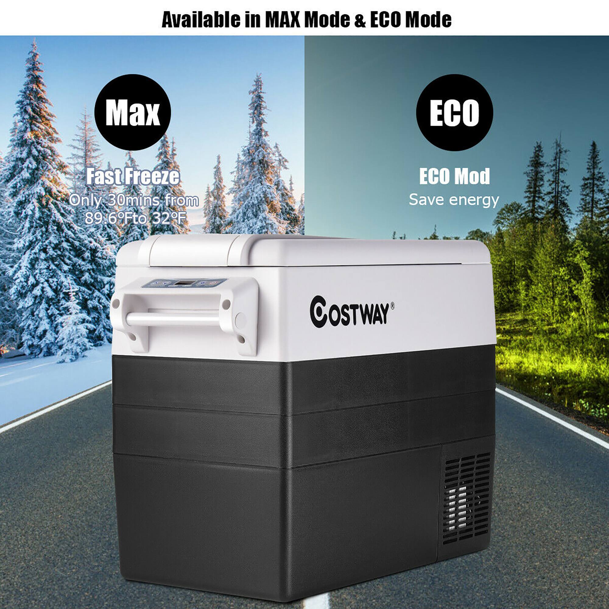 Available in MAX Mode & ECO Mode. Max ECO Fast Freeze Only 30mins from 89°F to 32°F. ECO Mod Save energy. COSTWAY.