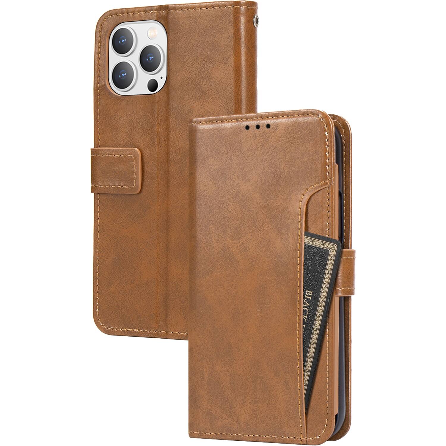 Alt View 12. SaharaCase - Folio Wallet Case for Apple iPhone 14 Pro - Brown.