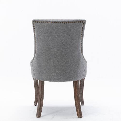 Alt View 1. LUCKY ONE - Assembled Ultra Side Dining Chair Set of 2 Thickened Fabric Chairs with Solid Wood Legs Bronze Nailhead - Gray.