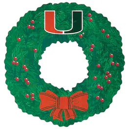 Fan Creations - Miami Hurricanes 16'' Team Wreath Sign - Green