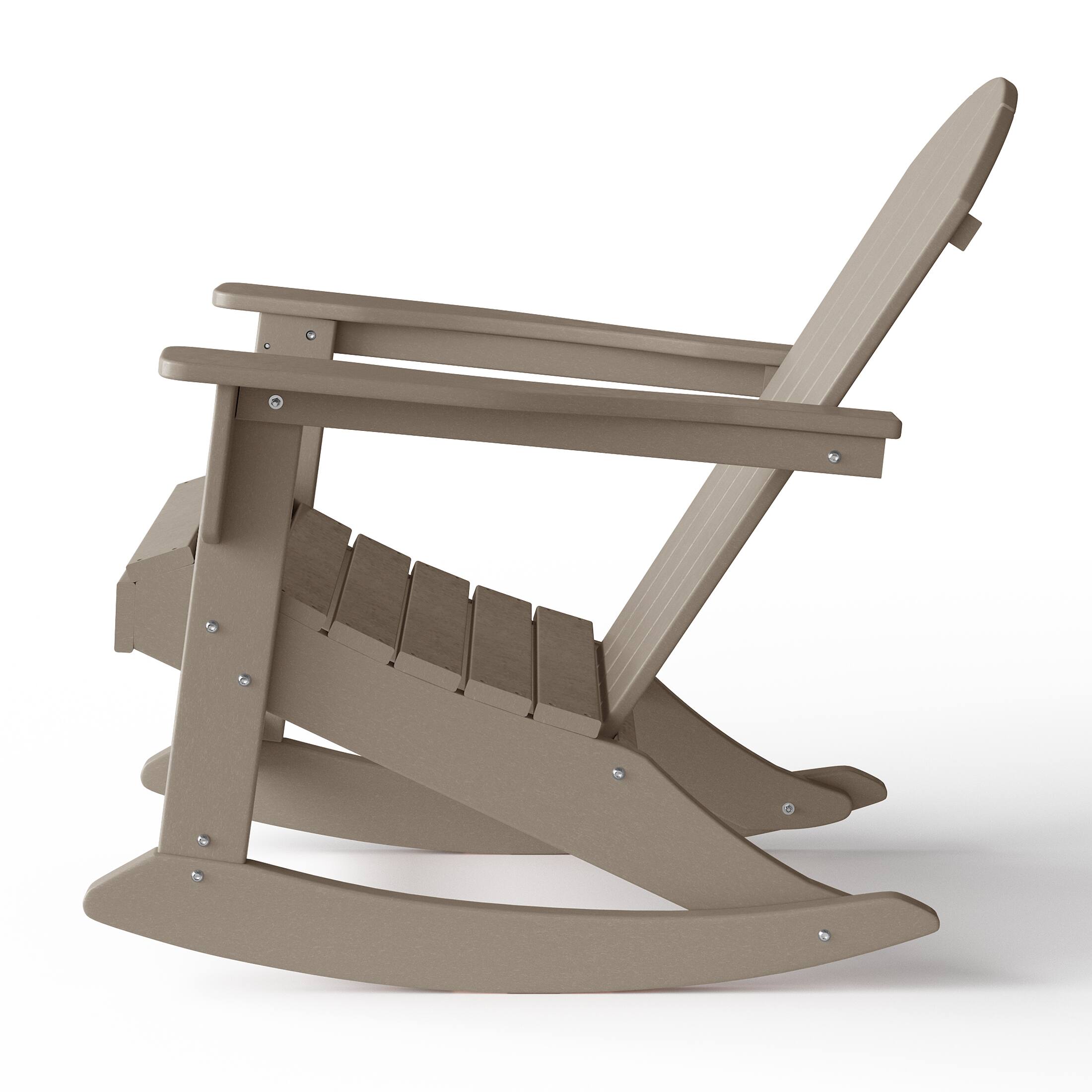 Alt View 4. WestinTrends - WestinTrends Malibu Outdoor / Patio Poly Adirondack rocking chair - Weathered Wood.