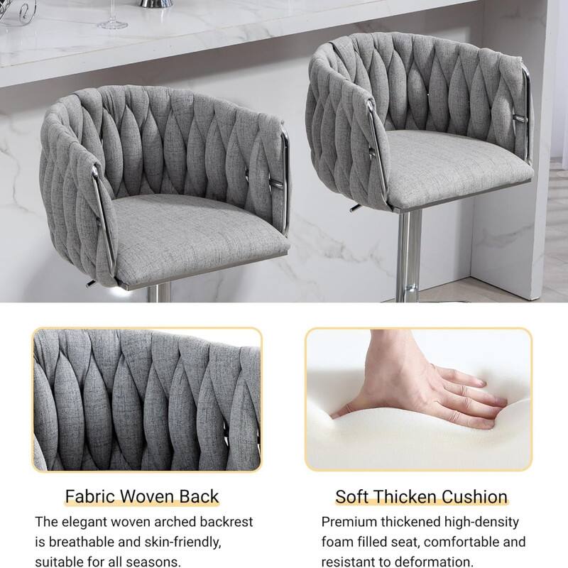 Fabric Woven Back  
The elegant woven arched backrest is breathable and skin-friendly, suitable for all seasons.  

Soft Thickened Cushion  
Premium thickened high-density foam filled seat, comfortable and resistant to deformation.