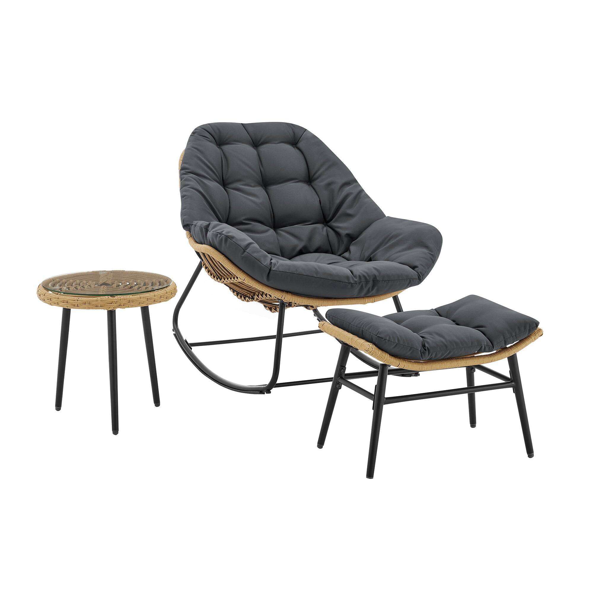 Alt View 3. Manhattan Comfort - Benson Modern 3-Piece Patio Lounge Chair Set - Gray.