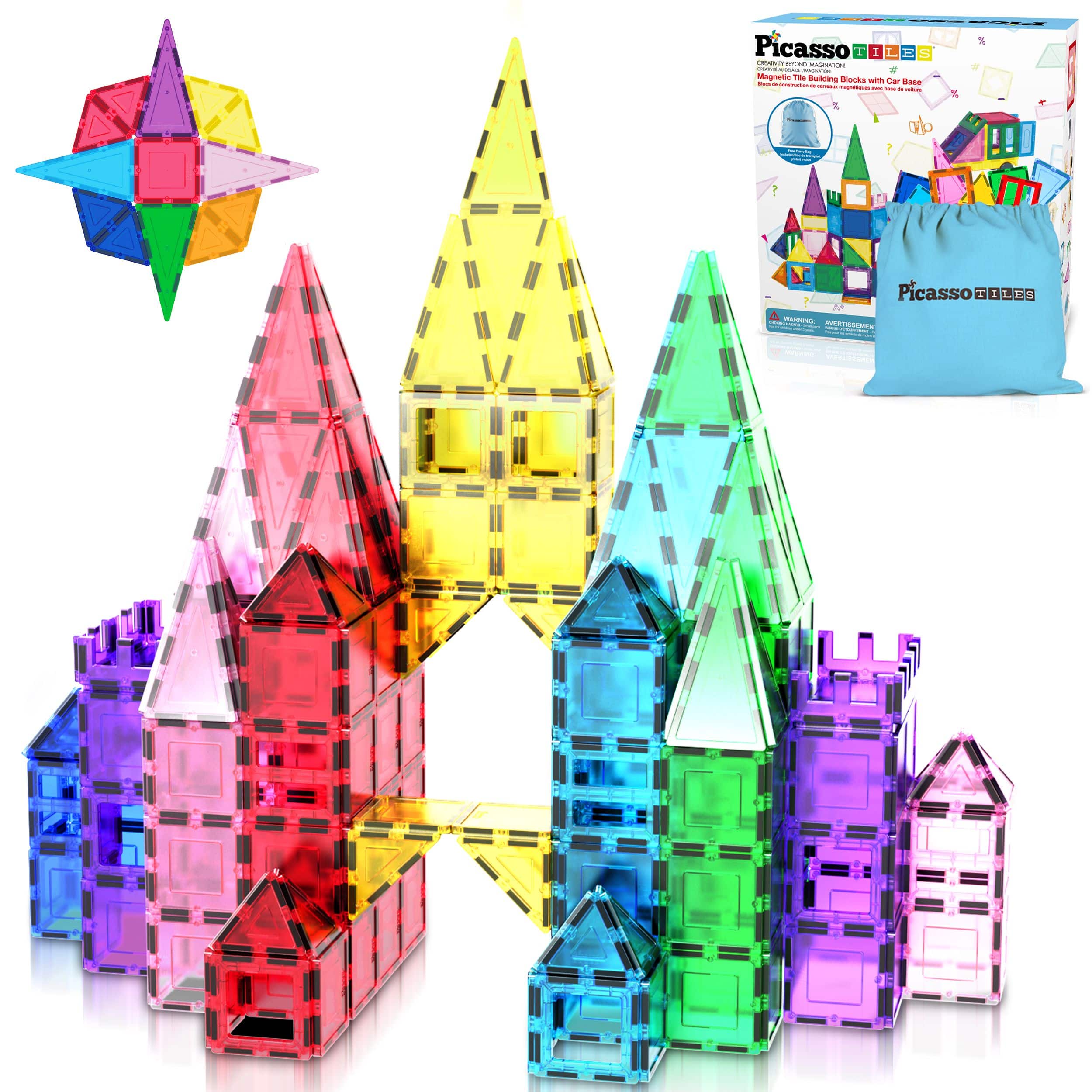 Picasso Tiles, Magnetic Tile Building Blocks with Car Base