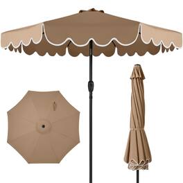 Best Choice Products - 9ft Patio Market Umbrella with Scallop Trim, Fade-Resistant, Crank & Tilt, Wind Vent - Tan