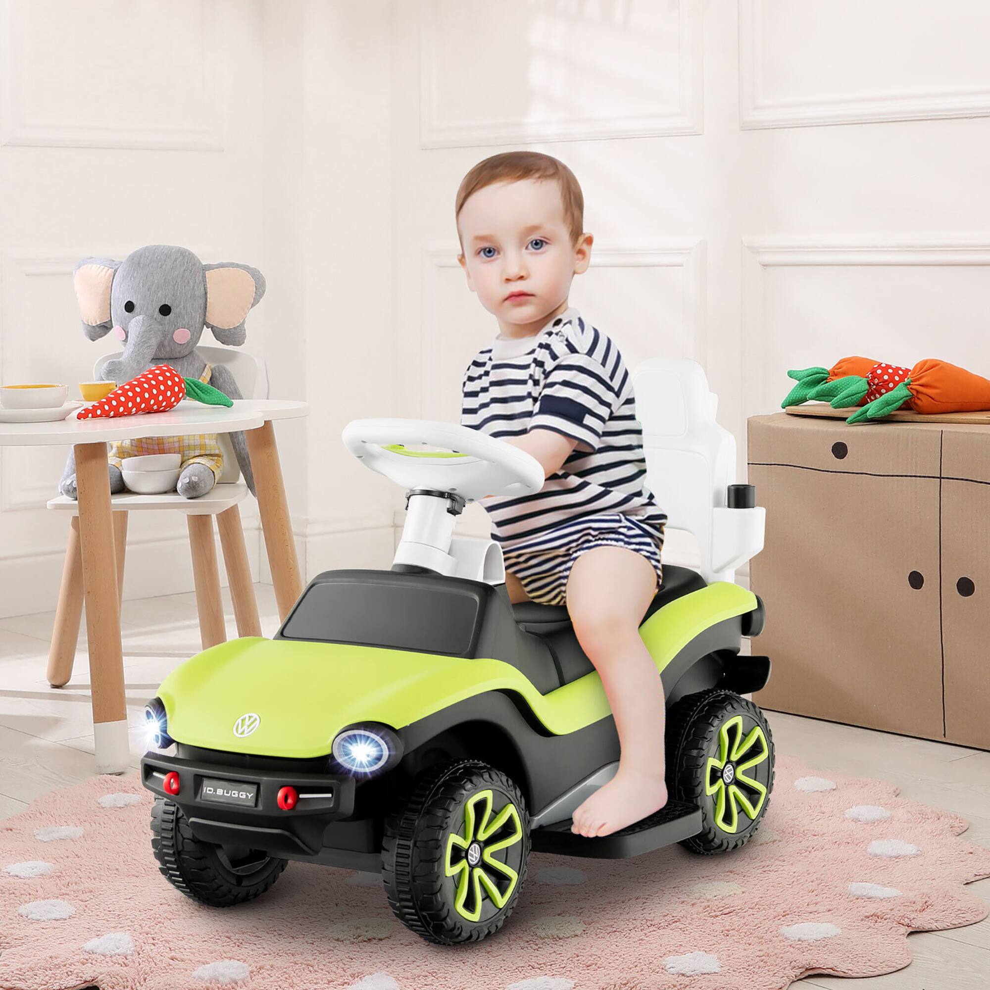 Alt View 3. Gymax - Gymax 3-in-1 Licensed Volkswagen Kids Ride on Push Car Sliding Car w/ Music & Light - Green.