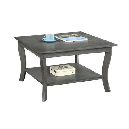 Front. Convenience Concepts - American Heritage Square Coffee Table, Wirebrush Dark Gray - Wirebrush Dark Gray.