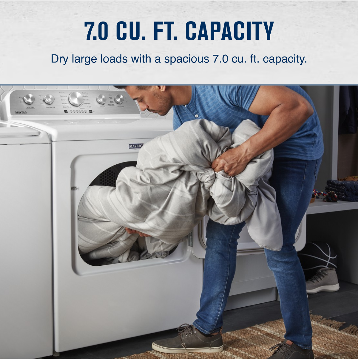 7.0 CU. FT. CAPACITY
Dry large loads with a spacious 7.0 cu. ft. capacity.