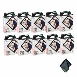Fujifilm - 10xFUJIFILM INSTAX SQUARE Black Instant Film (10 Exposures), Microfiber Cleaning Cloth, Bundle