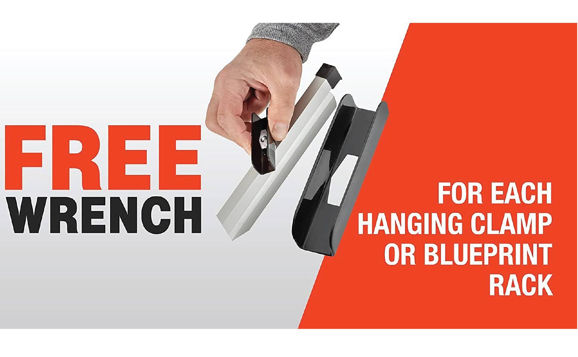 FREE WRENCH FOR EACH HANGING CLAMP OR BLUEPRINT RACK
