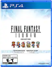 B PS4. FINAL FANTASY TM IIUNVW -COLLECTION- DITION ANNIVERSAIRE ANNIVERSARY EDITION INCLUT DES AUTOCOLLANTS DE INCLUDES PIXEL CHARACTER PERSONNAGES EN PIXEL ART STICKER SHEET EVERYONE to TEEN ENFANTS et ADULTES ADOLESCENTS E-T ESRB esrb.org SQUARE ENIX.
