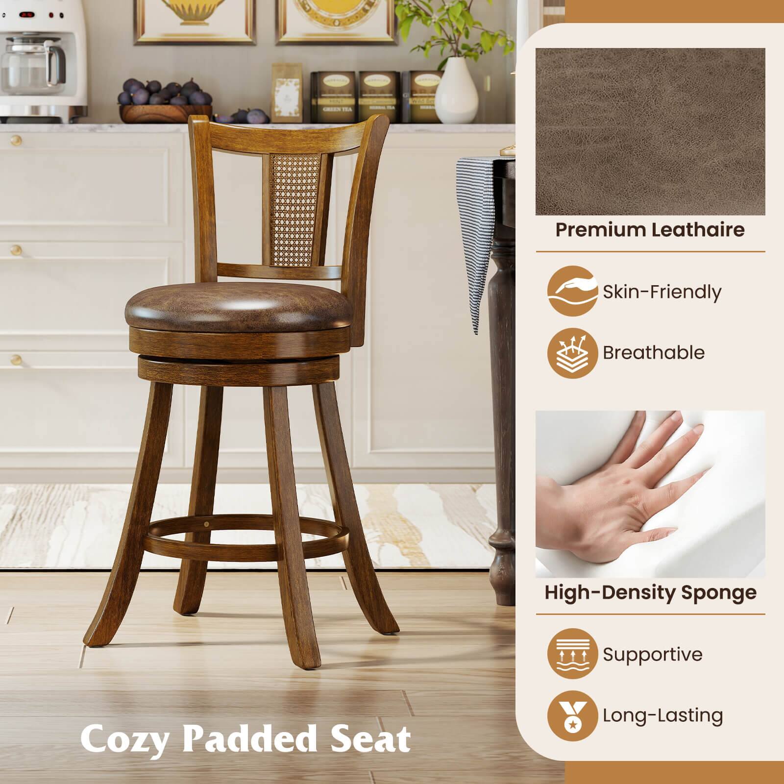 The corrected text is:

- Premium Leather
- Skin-Friendly
- Breathable
- High-Density Sponge
- Supportive
- Cozy Padded Seat
- Long-Lasting