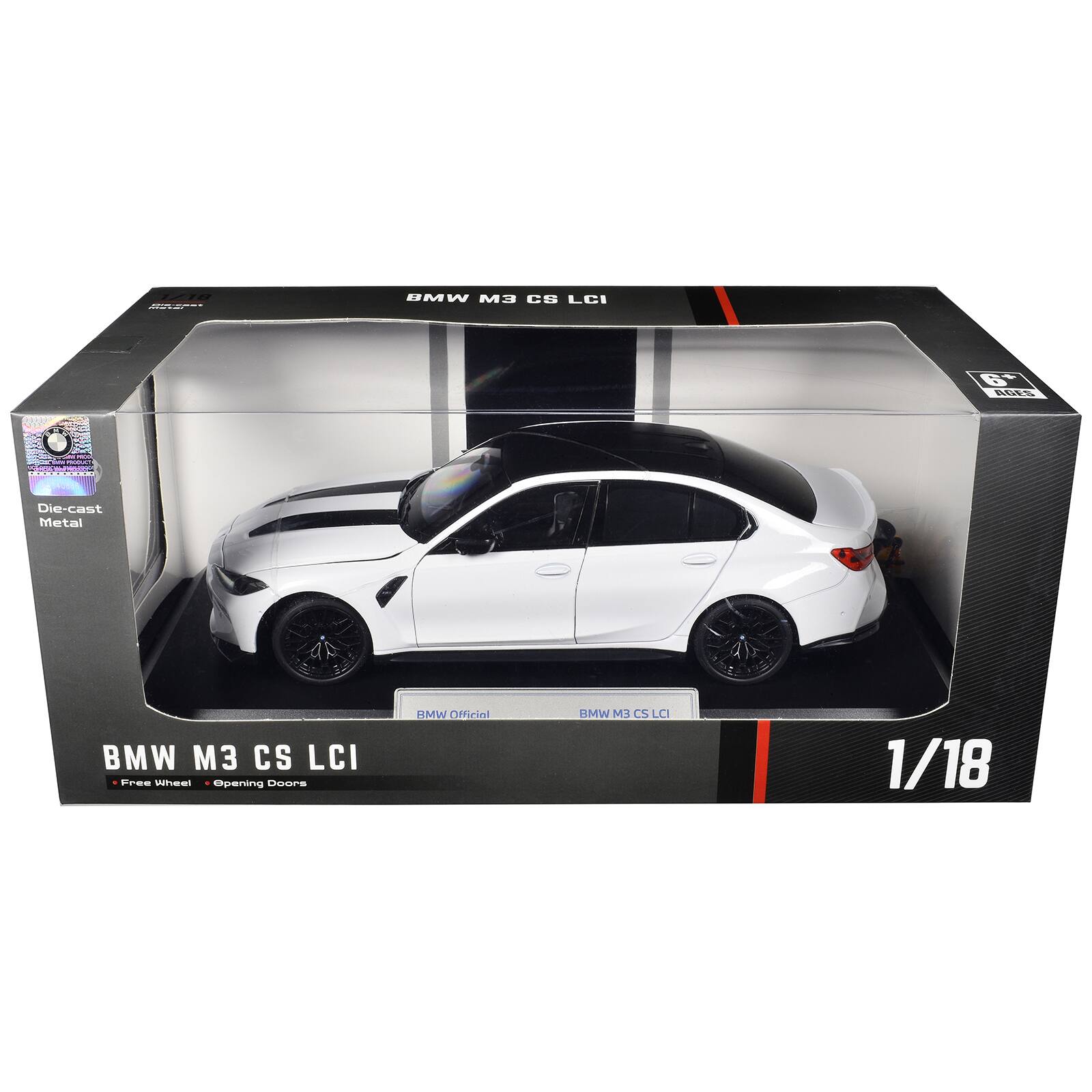 1/18  
BMW M3 CS LCI  
6+ AGES  
PRODUCT POLISTER  
Die-cast Metal  
BMW M3 CS LCI Free Wheel Opening Doors  
BMW Official  
BMW M3 CS LCI