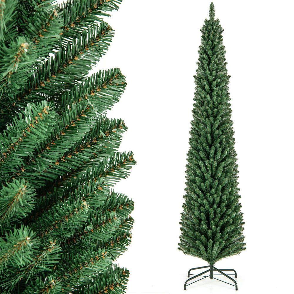 Alt View 2. Resenkos - Resenkos 8-Ft Pencil Christmas Tree - Memory Wire Branches & Stand, Green - Green.