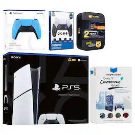 Playstation 5 Slim Digital with Extra Controller, FPS Grip Kit and MightySkins Decal Voucher + 2 - PlayStation 5