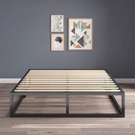 Hivvago - Queen size 10-inch Low Profile Modern Metal Wood Slat Platform Bed Frame - Black