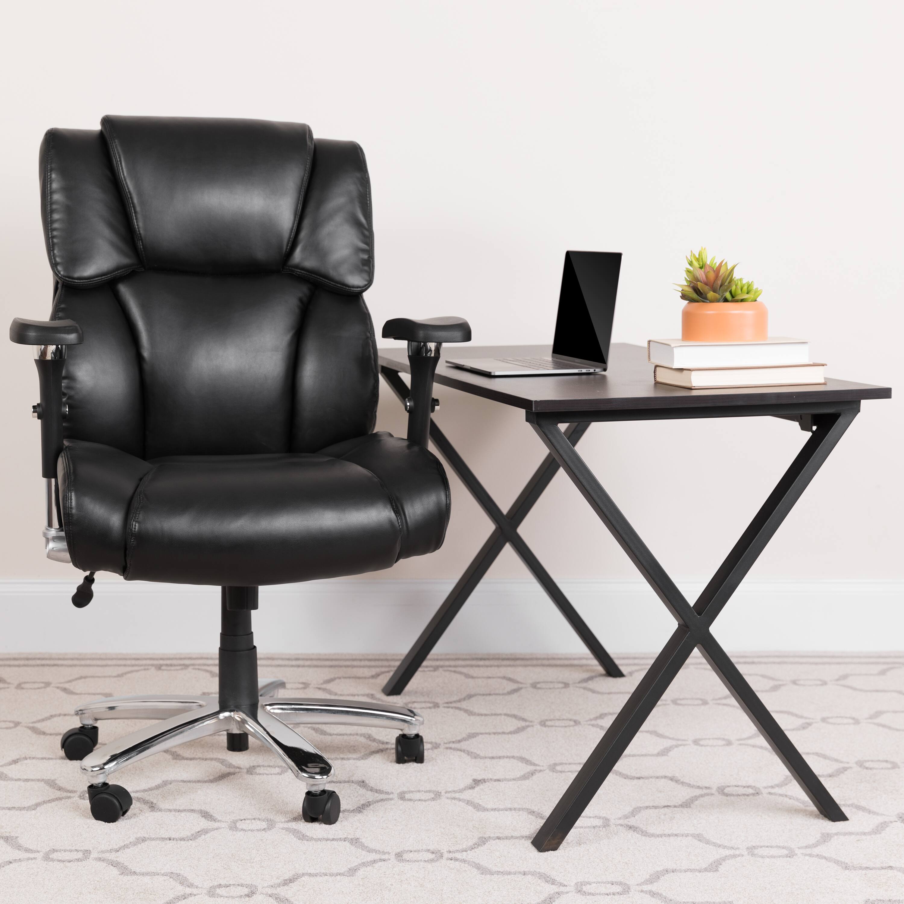 Alt View 1. Emma + Oliver - 24/7 400 lb. Big & Tall High Back Tufted Lumbar Knob Ergonomic Office Chair - Black LeatherSoft.