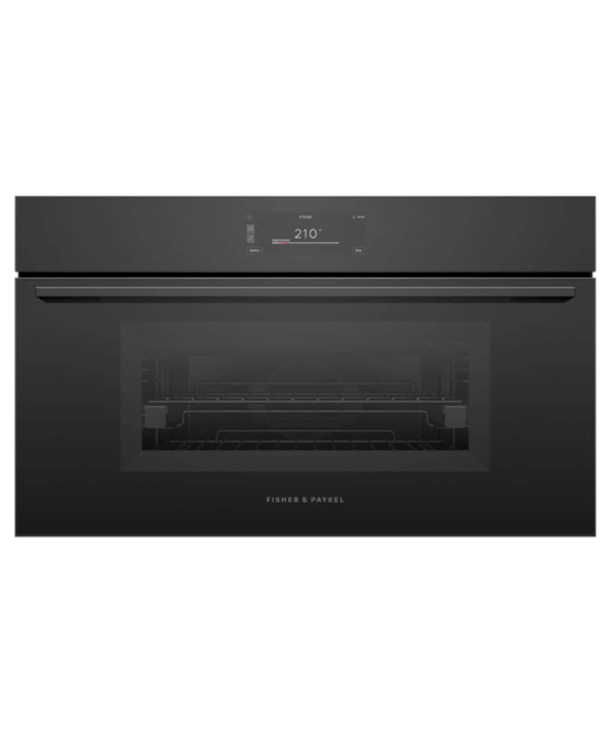 Fisher & Paykel - 30" 1.9 Cu. Ft. Single Combination Steam Oven, 6.8" Touchscreen - Compact - Minimal (Soft - Black