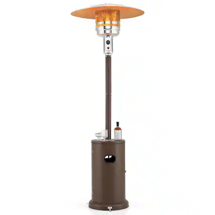 Front. Mondawe - 50000 BTU Propane Patio Heater with Round Table Design - Brown.