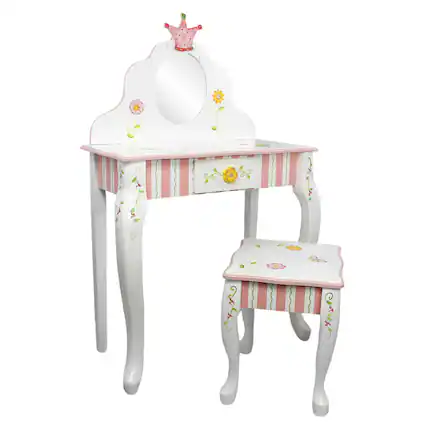 Front. Teamson Kids - Kids Vanity Table and Stool Pink /Gray.