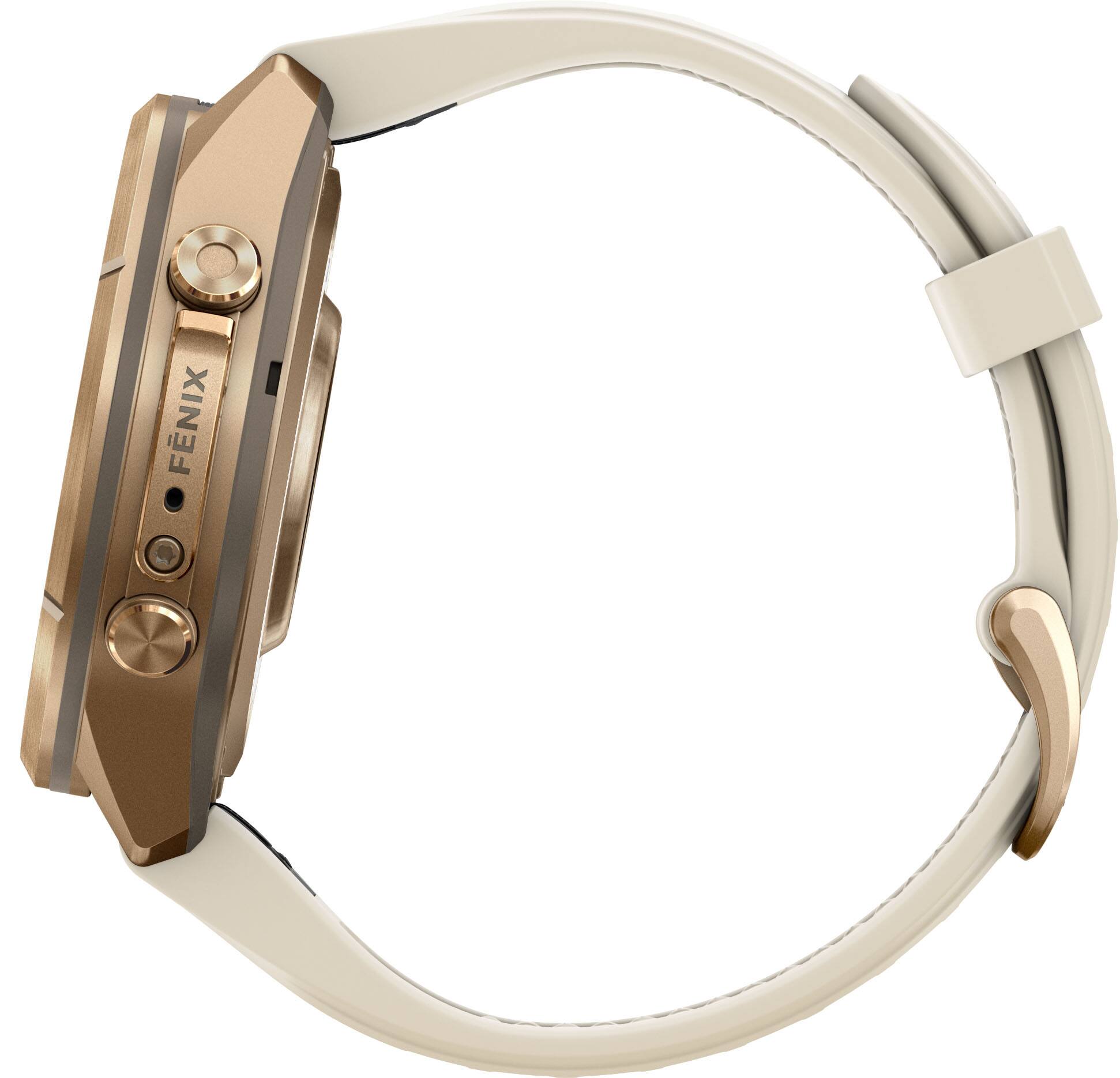 Alt View 7. Garmin - fēnix 9 Pro - AMOLED GPS Smartwatch 43 mm Titanium - Cream/French Gray Silicone Band.