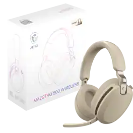 MSI - MAESTRO 500 W IVORY Wireless Bluetooth Over-the-Ear Headphones with 3.5mm Wired Option - IVORY