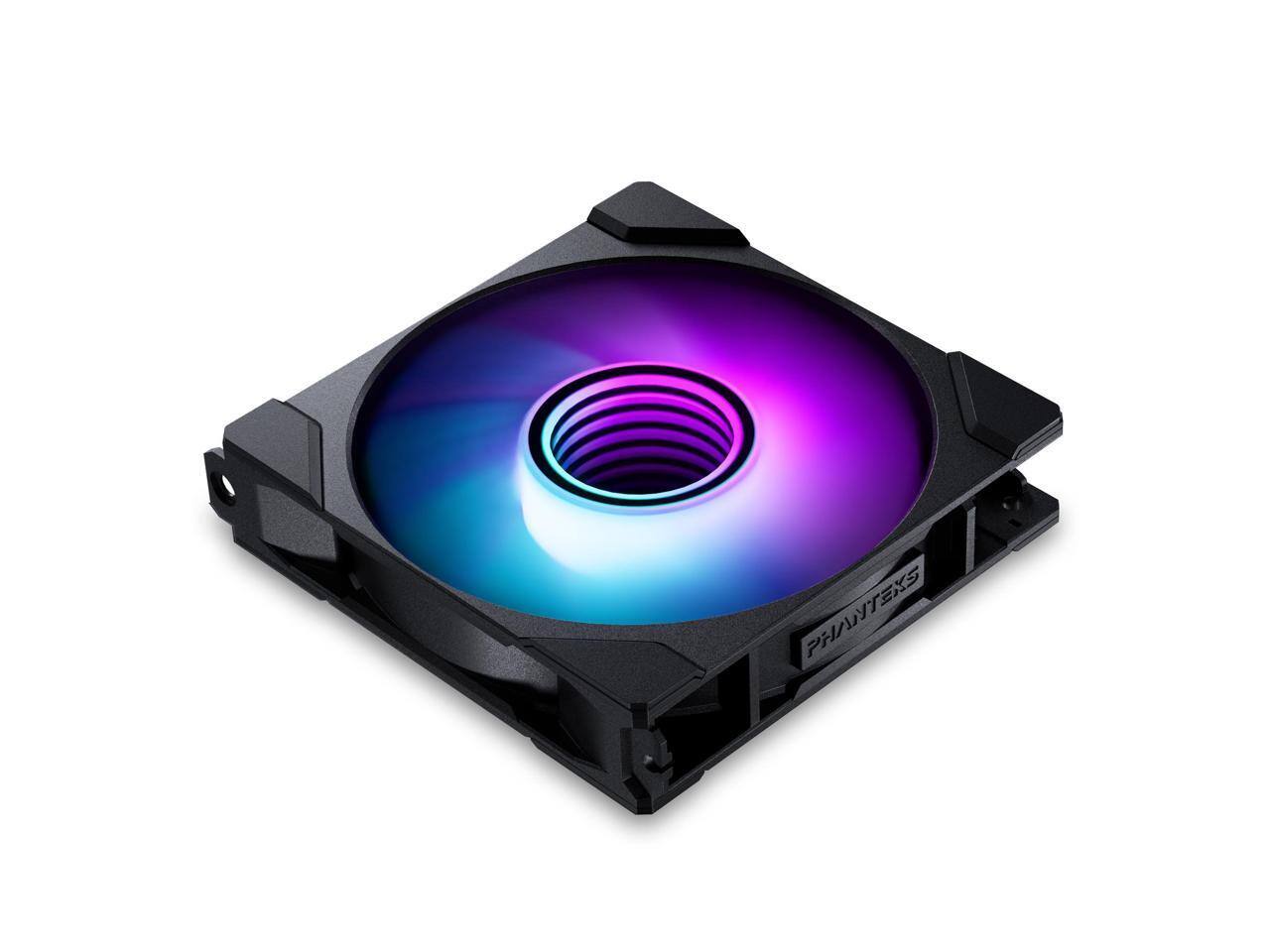 Front. Phanteks - Phanteks M25-120 Gen2, 120mm ARGB Fan, Daisy-chain Frame, Mirror Hub, Single Cable, Black - Black.