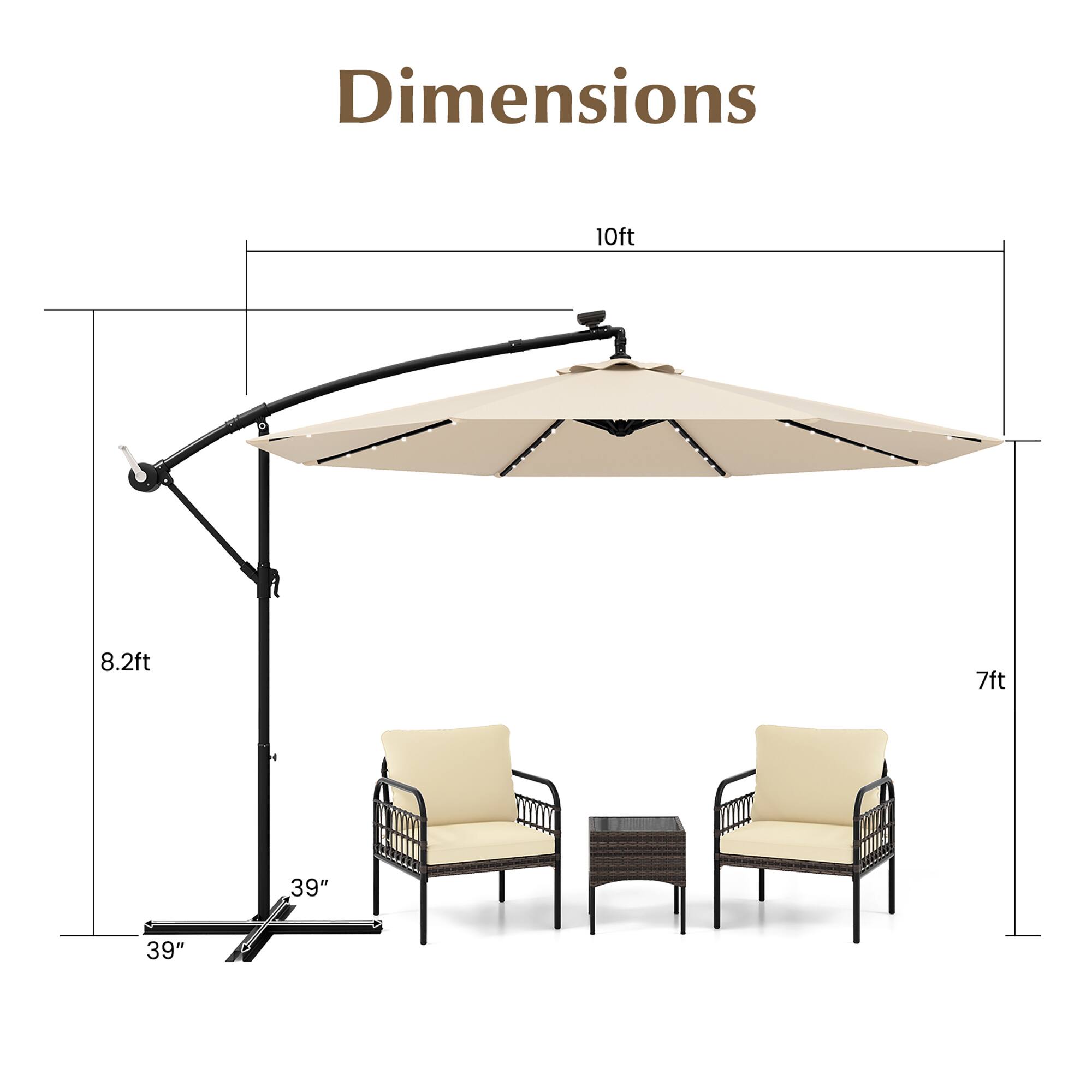 Dimensions: 10ft, 8.2ft, 7ft, 39", 39"