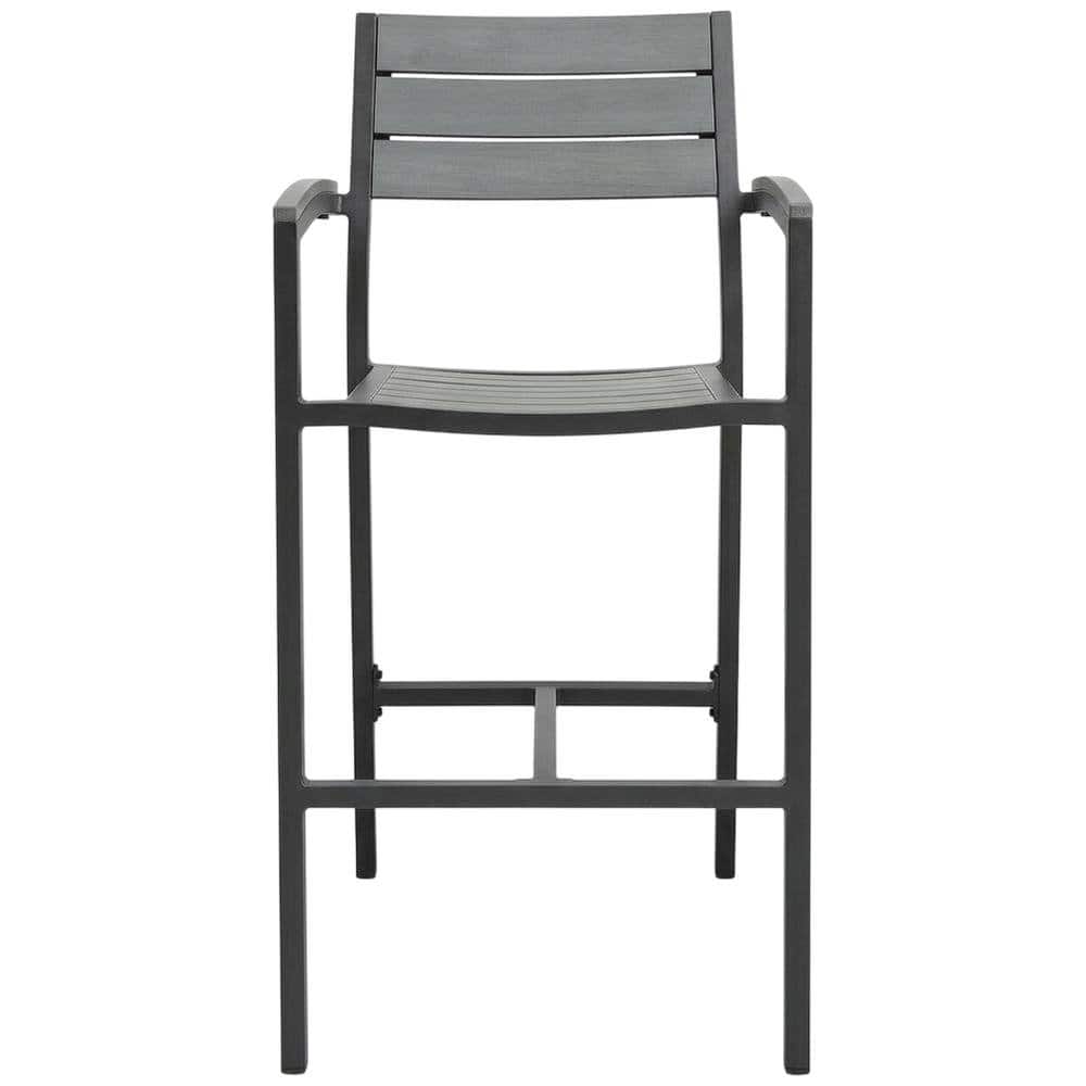 Outdoor Escape - Outdoor Bar Stool Set with Bicast Leather Finish, Armrest & Backrest Comfort - Brown