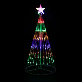 Northlight - LED Lighted Outdoor Multi-Function Christmas Cone Tree - 4' - Multi-Color - White